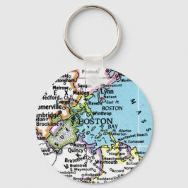 Boston, Massachusetts Vintage Map Chaveiro
