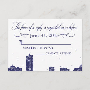 Boston Skyline Dark Blue em RSVP branco