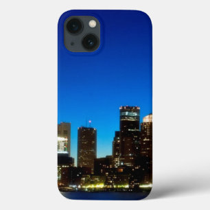 Boston skyline with moon