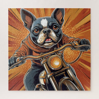 Boston terrier Biker quebra-cabeça