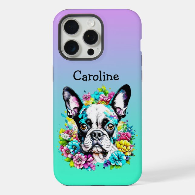 Boston Terrier cercado por flores personalizadas (Verso)