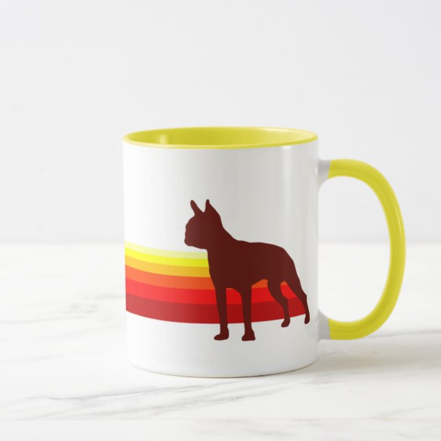 Boston Terrier com caneca das listras (Direita)