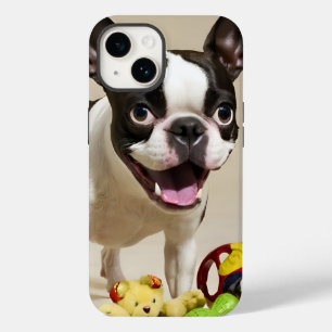 Boston Terrier Dog Brincando com Brinquedos