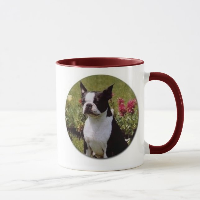 Boston Terrier na caneca do jardim (Direita)