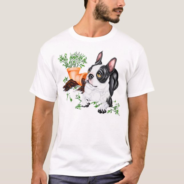 Boston Terrier Naughty Pup T-Shirt (Frente)