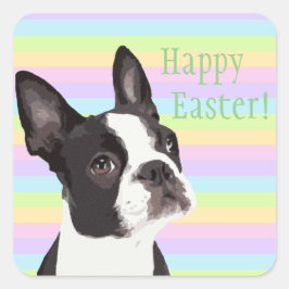 Boston Terrier Páscoa deseja adesivos de pastel