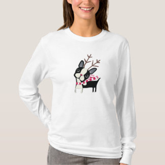 Boston Terrier Rudolph a camisa de Flowy da rena