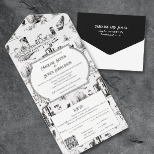 Boston Toile All in One Convite de casamento