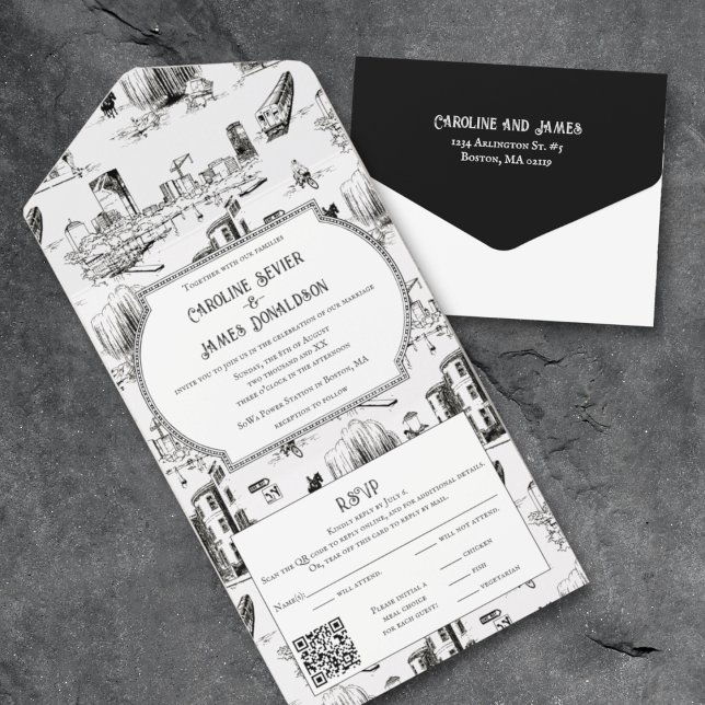 Boston Toile All in One Convite de casamento (Criador carregado)