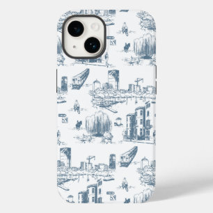Boston Toile Blue e Capa de telefone branca