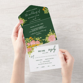 Botânica de Casamento Verde Escuro Floral