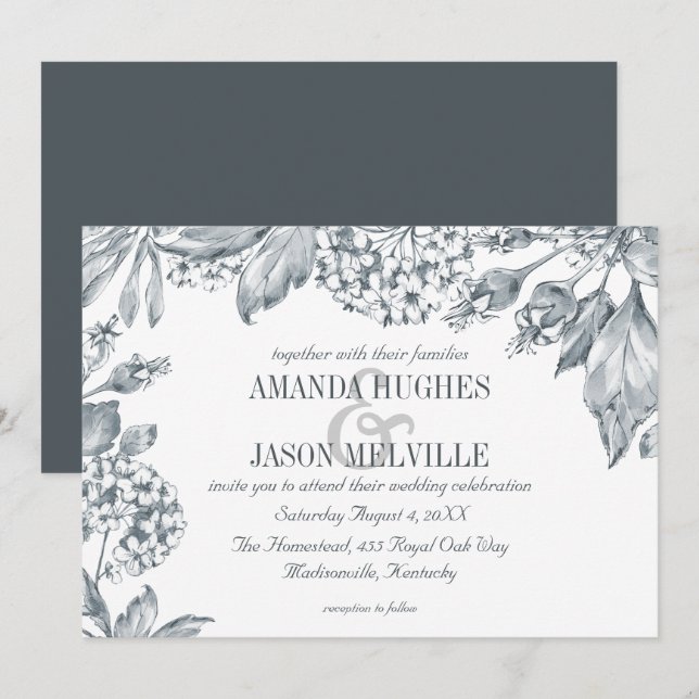 Botânica de Prata| Convite para casamento (Frente/Verso)