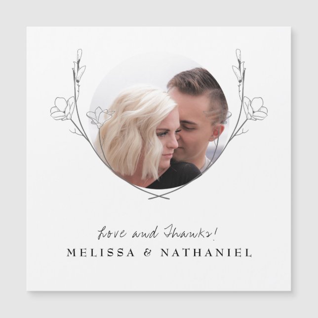 Botânica Floral Wreath Foto de Obrigado Casamento (Frente)