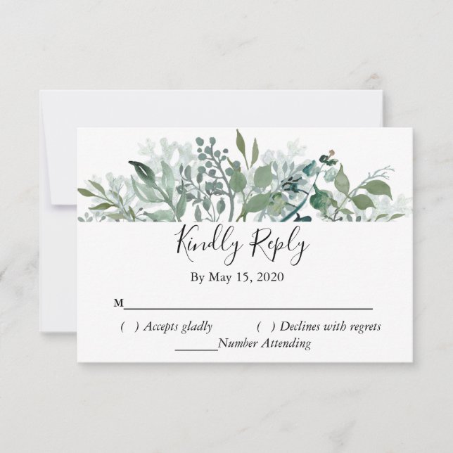 Botânica Greenery RSVP Wedding gentilmente Respond (Frente)