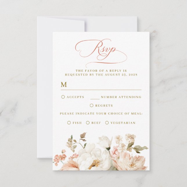 Botanical Elegant Floral Wedding RSVP Cards (Frente)