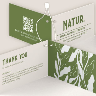 Botanical Modern QR Code Folded Hang Tag Card