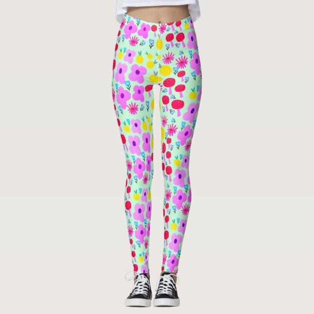 Botanical PomPoms All-Over-Print Leggings (Frente)