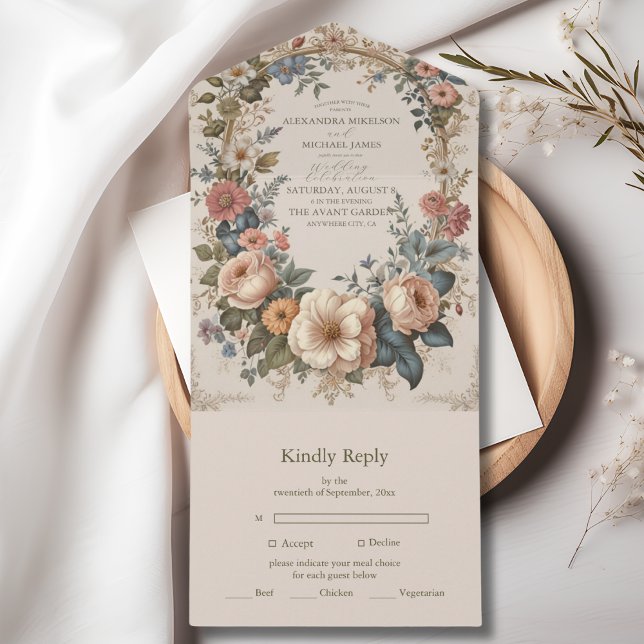 Botânico Bliss Flores Silvestres Casamento Art Nou (Criador carregado)