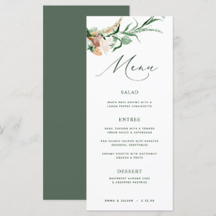 Botânico Boho Verde Neutro Menu Casamento Verde