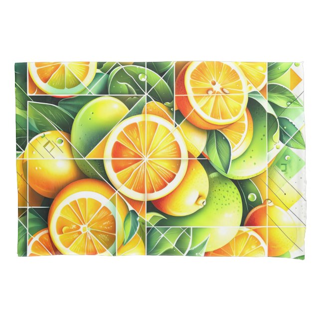 Botânico de Limão Laranja Cítrico Geométrico (Frente)