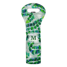 Botânico verde pintado à mão do monograma da folha