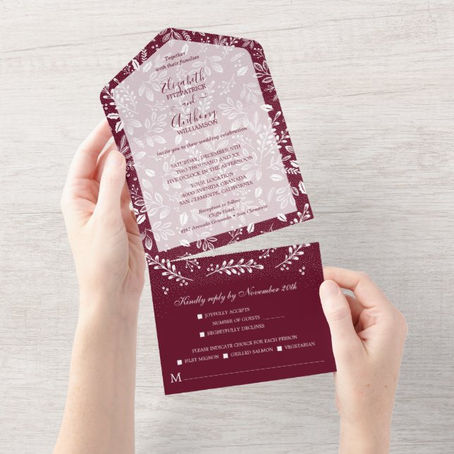 Botânicos Brancos no Casamento Burgundy (Aba destacável)
