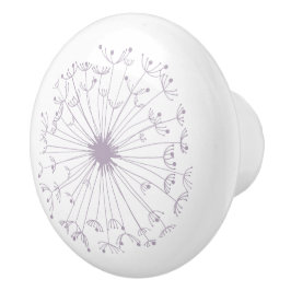 Botão cerâmico do dente-de-leão cinzento e branco