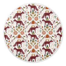 Botão de Arte Folk Vermelho Puxa Hardware Russo