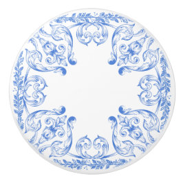 Botão de Gaveta de Cerâmica de Ornamentado Azul Cl