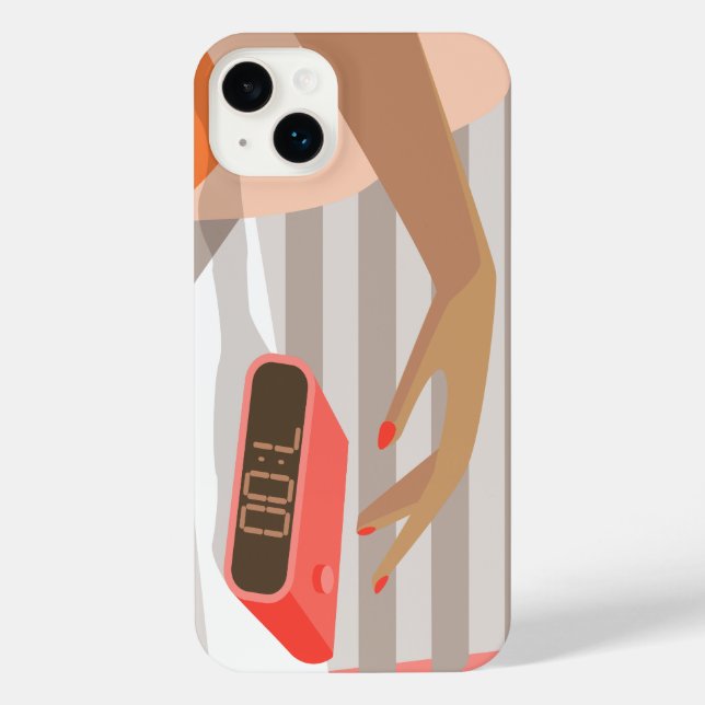 Botão de snooze do despertador da mão das mulheres (Verso)