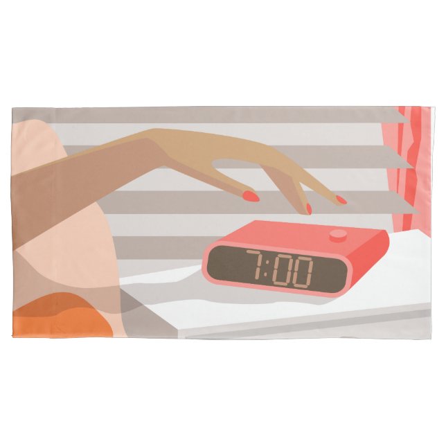 Botão de snooze do despertador da mão das mulheres (Frente-Esquerda)