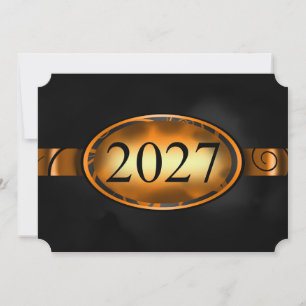 Botão Floral Laranja e Preto Cartão 2027