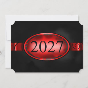 Botão Floral Vermelho e Preto Cartão 2027