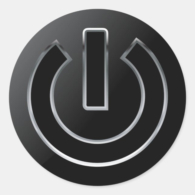 Botão Liga/Desliga Adesivo redondo clássico, brilh (Frente)