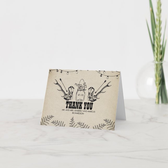 Botas de Cowboy Agradecimento de Casamento Rústico (Frente)