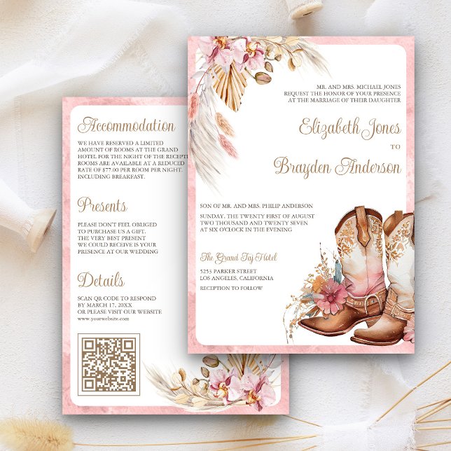 Botas de Cowboy Boho Convite de Casamento Western (Criador carregado)