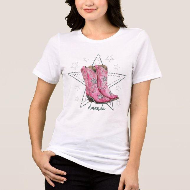 Botas de Dança da Linha Rosa e Camiseta Estrelas (Frente)
