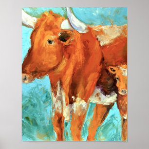 Botas dos Longhorns e poster do gengibre