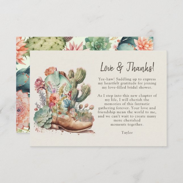 Botas e Espumante: Cartão de Agradecimento para Ch (Frente/Verso)