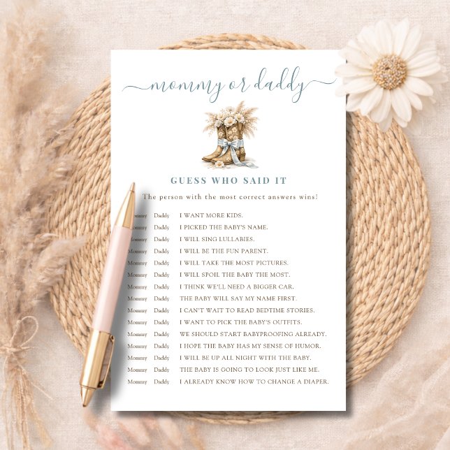 Botas e Laços de Bebê adivinhe quem disse Mamãe ou (Criador carregado)