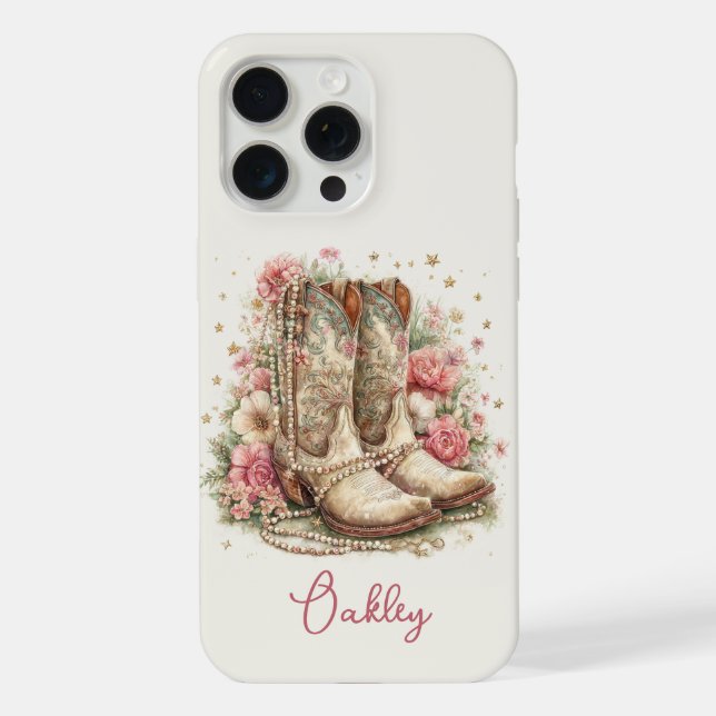 Botas Elegantes de Cowgirl com Flores Monogramadas (Verso)