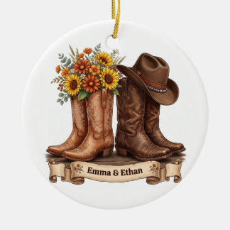 Botas Ocidentais Chapéu de Cowboy Enfeite de Casal