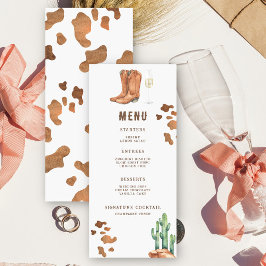 Botas ocidentais e menu de chá de panela borbulhan