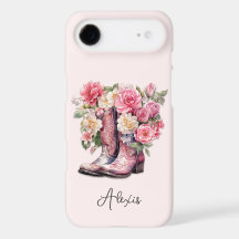Botas Rosa com Flores Monogramadas