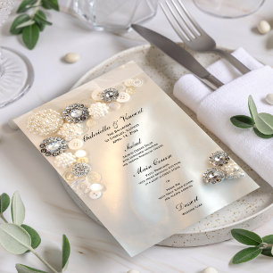 Botões brancos da pérola e do diamante que Weddi