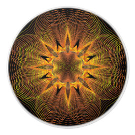 Botões Dourados de Móveis Cerâmicos Florais