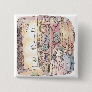 Bóton Quadrado 5.08cm さ な く じ 薄 暗 む い お 部 屋 で 本 棚 em の em そ em ば em に em