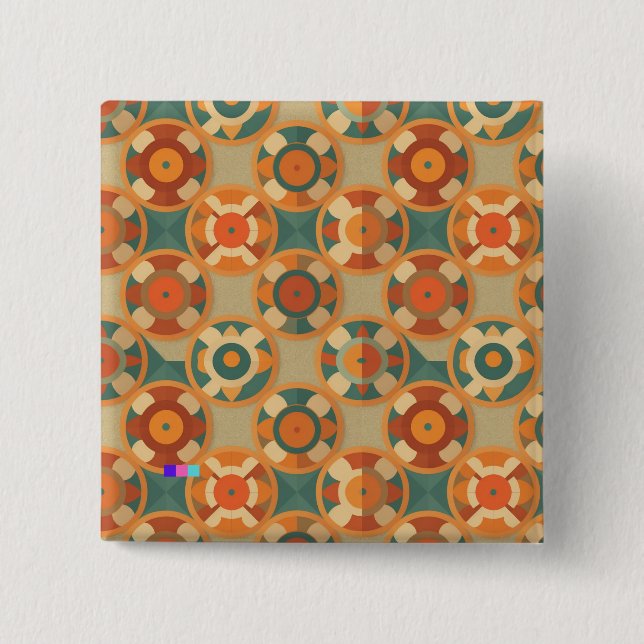 BÓTON QUADRADO 5.08CM ヴィンテージの魅力が詰まった、レトロな模様 (Frente)