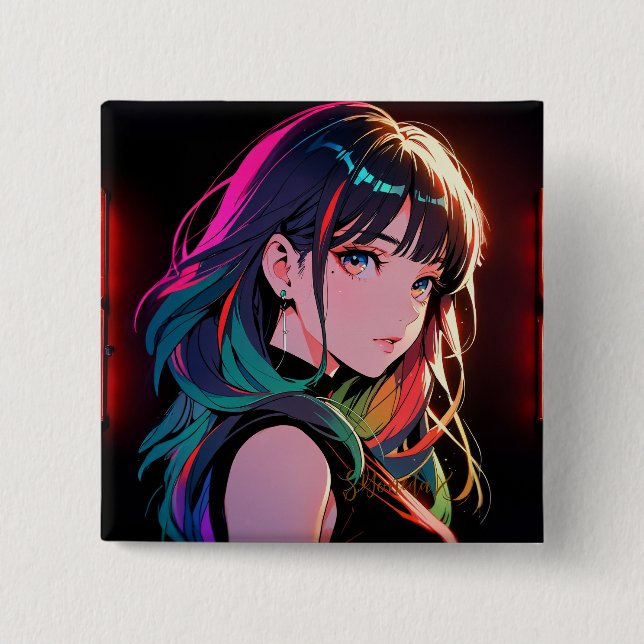 Bóton Quadrado 5.08cm 煌霞の少女【Radiant Haze Girl】セラミックタイル (Frente)