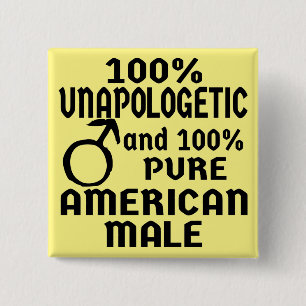 Bóton Quadrado 5.08cm 100% Homem Americano Puro e Sem Peças de desculpa